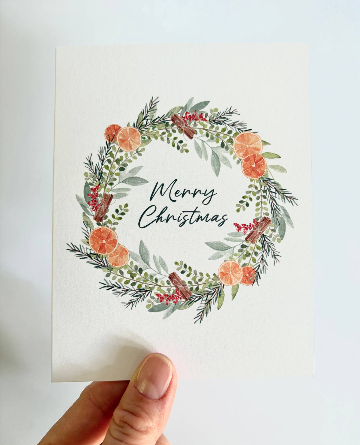 Jennifer Vaudo Art - Citrus Christmas Card, Watercolor Illustration, Tropical