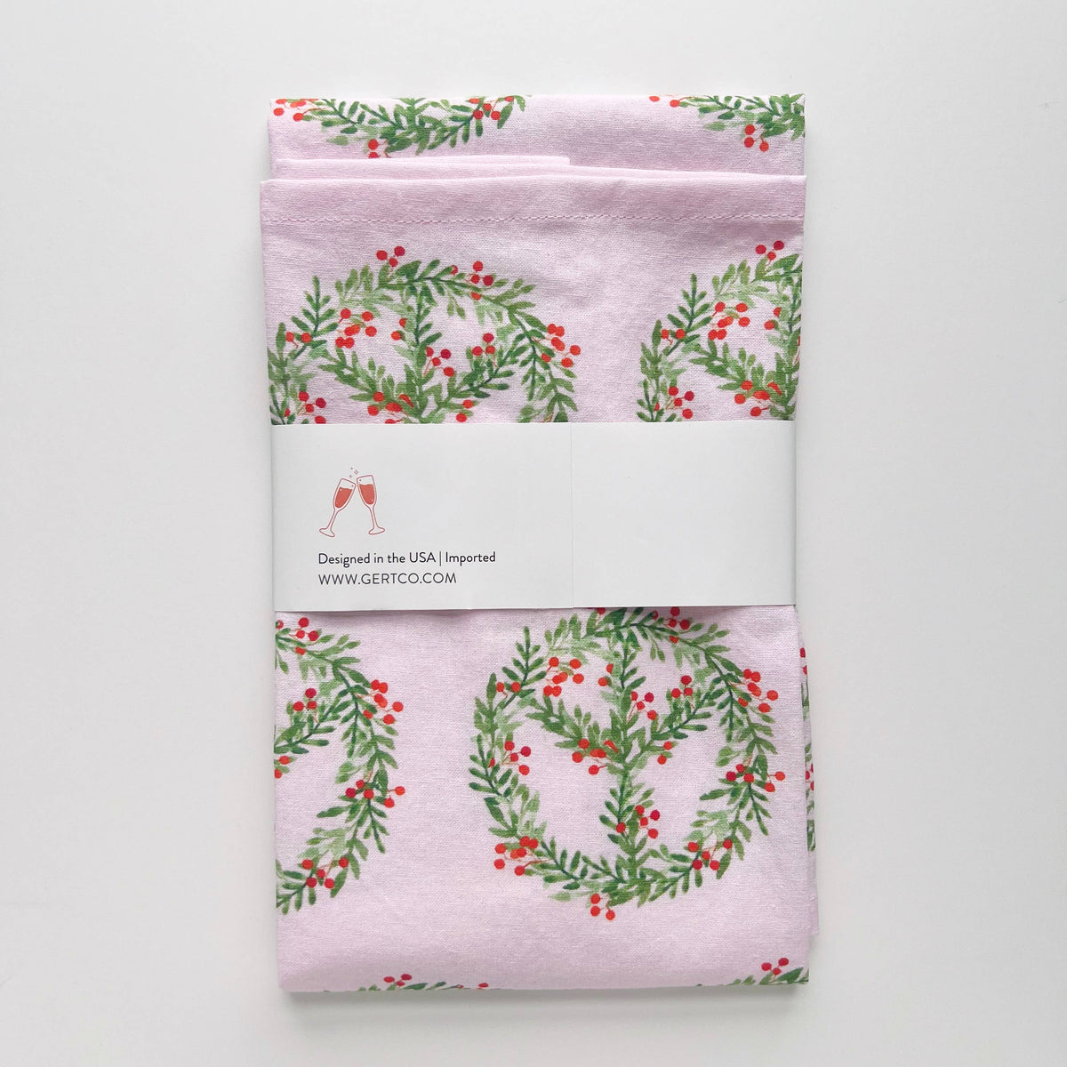 Gert & Co - Peace Wreath Christmas Tea Towel | Pink Christmas Tea Towel