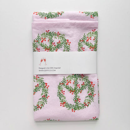Gert & Co - Peace Wreath Christmas Tea Towel | Pink Christmas Tea Towel